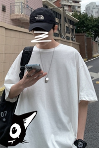 DX17035-P20 纯棉短袖t恤男大码半袖打底衫宽松体恤衫 港风图片
