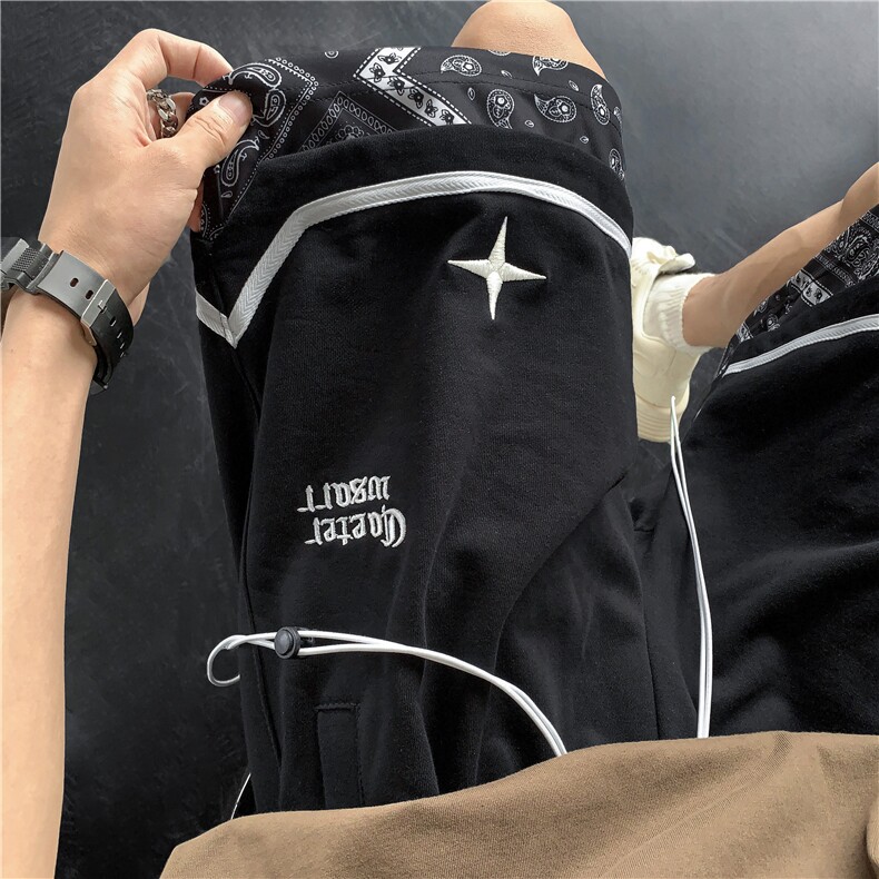夏季新款腰果花假两件刺绣短裤宽松 M~5XL XZ604-DK801-P45控58图片
