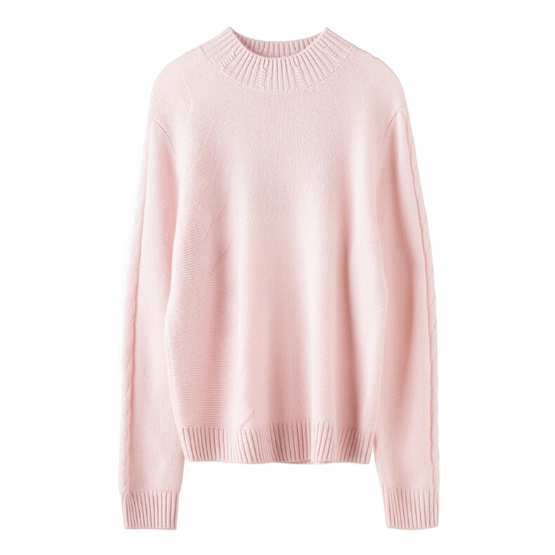 2025年秋季新款半高单菱形七针双股加厚针织毛衣，女装羊绒衫，濮尚羊绒