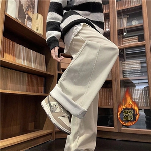 美式复古灯芯绒休闲裤男冬季宽松直筒纯色潮牌垂感阔腿裤A661/P46图片