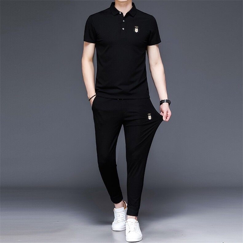 2023夏季新款男装短袖运动套装薄款青年男士休闲百搭两件套潮流，男装休闲套装，电商B212（原钱塘6029）