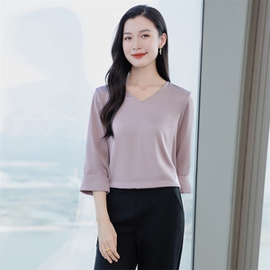 重磅真丝衬衫女2026新款夏季高端气质小衫真丝五分半袖上衣图片