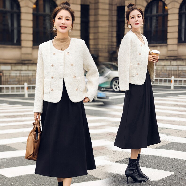 小香风毛呢外套女2025秋冬新款小个子洋气短款呢料上衣，女装套装/套裙，韩蜜菓