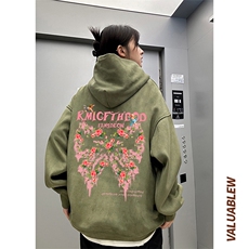 ！麂皮绒连帽卫衣直播品质重磅400克蝴蝶印花JL7086-P45控78，男装卫衣，星座508（原C305）