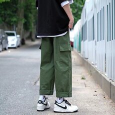 工装休闲裤男口袋港风潮流2023夏季新款ins宽松帅休闲裤K1749-P36，男装休闲裤，星座412-3