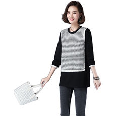 2023春秋款新款秋装t恤上衣打底衫长袖宽松拼接3125款，女装T恤，秋牧寒烟