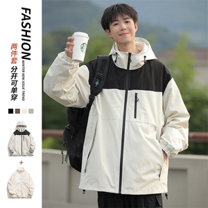 新款港风三合一多口袋宽松时尚港风连帽棉袄外套MY9306 P-130图片