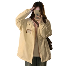 A334-P98假两件夹克春秋季新款宽松设计感拼接连帽男女同款外套，男装夹克，星座911
