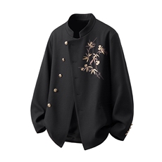 风竹子刺绣M-5XL大码95%涤纶5%氨纶中式西服XF78309特P70控128，男装西服，星座227-7
