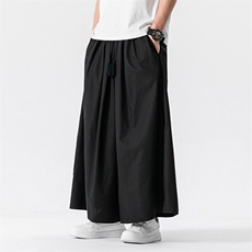 夏季大码新中式亚麻休闲直筒阔腿裤宋裤裙裤男女日系潮K256/P75，男装休闲裤，电商A221A