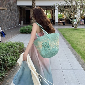 高级感渐变吊带连衣裙套装女2025夏新款度假风镂空开衫长裙两件套图片
