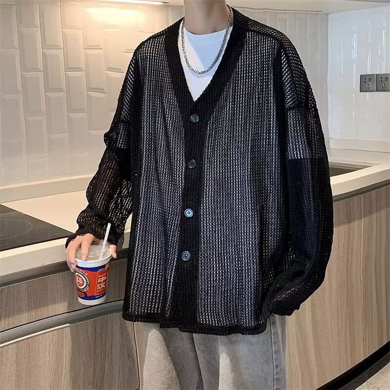 春秋季新款宽松镂空针织衫春秋长袖毛衣外套上衣男B6023/P48,男装针织衫/毛衣,星座506