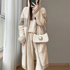 2025年秋季时尚百搭通勤简约休闲加厚长款大衣，女装羊毛衫，大美人高端店