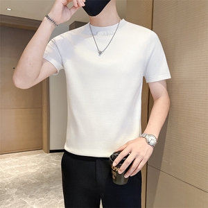 店主风男士圆领套头针织衫男新款修身刺绣毛衣301A-1/M11/P55控75图片