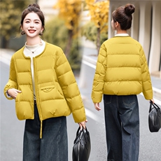 高蓬品质90白鸭绒圆领茧型面包服冬季短外套2025韩版新品小个子女，女装羽绒服，意芙