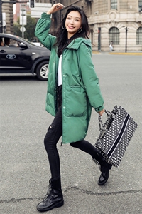 冬季新款简约时尚连帽白鸭绒羽绒服女长款修身显瘦保暖外套图片