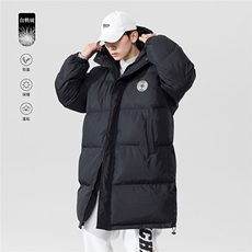 白鸭绒日系22冬季潮流贴标印花中长款连帽羽绒服YR1501P245控298，男装羽绒服，电商A247-1