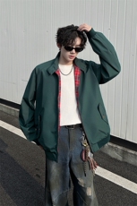 8XL-M美式复古棒球服外套男特大码潮牌双拉链立领夹克衫JK005P85，男装夹克，电商B312