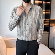 秋冬新款男士简约长袖衬衫社会小伙店主风衬衣301A-1/CS605/P58，男装衬衫，星座301A-1