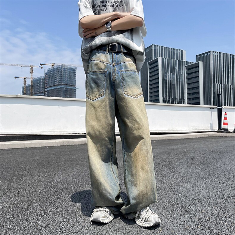 牛仔裤男vibe美式直筒裤子春季潮牌微喇高街百搭休闲长裤N518-P50图片