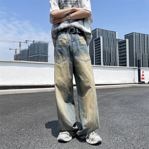 牛仔裤男vibe美式直筒裤子春季潮牌微喇高街百搭休闲长裤N518-P50图片