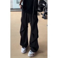 现货足美式黑色褶皱弯刀西裤K228/P45，男装西裤，星座205-3