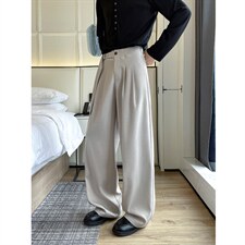 春夏新款老钱风男女款高级感新面料垂感宽松弯刀休闲裤6612-特P37，男装休闲裤，电商C305A