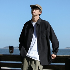 25年春季纯色衬衫长袖大码宽松落肩现货DS-C323-1-2383-特批35，男装衬衫，电商C323-1