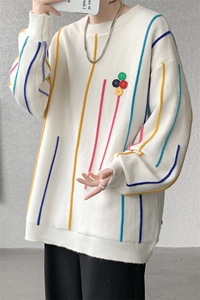 8XL-M 特大码冬季慵懒?宽松感拼色流苏软糯羊针织毛衣MY1203P65图片