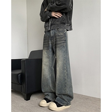 高街牛仔裤男士韩版潮流渐变色帅2024冬季ins新款长裤RK2301-P45，男装牛仔裤，星座412-2
