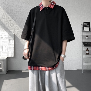 短袖男夏季新款港风宽松假两件体恤上衣DX3302-P32图片