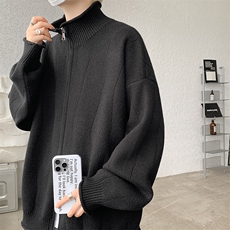 M-8XL春款纯色开衫毛衣宽松外套加肥加大码双拉链针织衫MY1503P78，男装针织衫/毛衣，电商B238