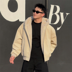 AY131/P158控208冬季社会小伙百搭加绒重磅连帽座山雕外套男白首,女装短外套,星座305B-1