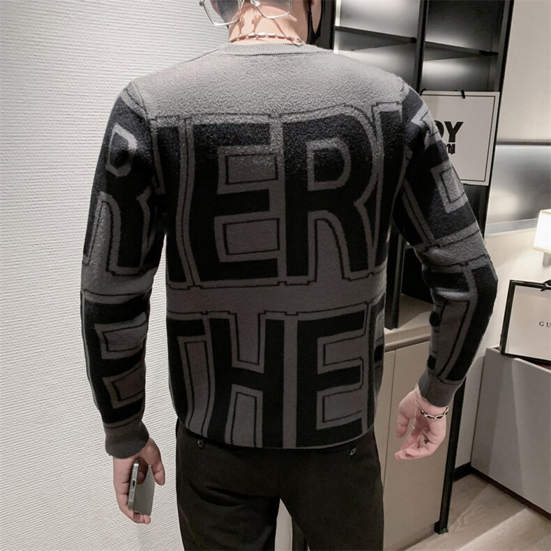2025秋冬新款毛衣男青少年韩版潮流网红同款长袖针织线衣打底衫，男装T恤，电商A327