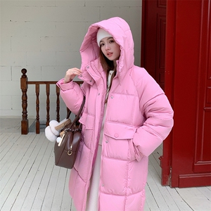 韩版减龄保暖中长款减龄棉服女2025冬季新款显瘦加厚连帽棉衣棉袄图片