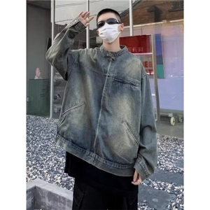 DJK302-P68早秋美式复古水洗做旧牛仔外套男秋冬季宽松夹克上衣图片