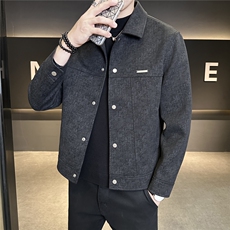 秋冬新款上衣翻领磨毛棉感暗花休闲老钱风夹克外套JK8506-P158，男装夹克，电商A237