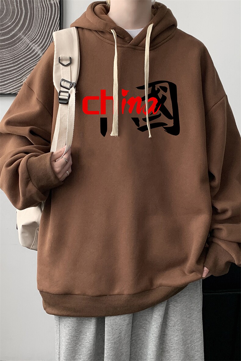 WY2189-P35加绒款-P40纯棉连帽卫衣男大码运动帽衫宽松薄外套男,男装卫衣,电商A040