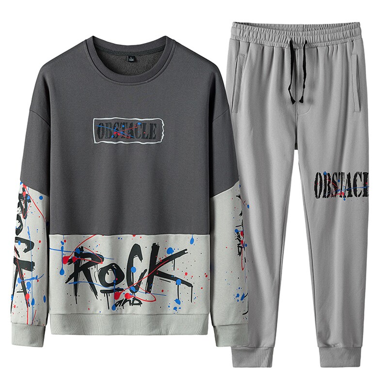 秋季新款运动套装男卫衣休闲韩版宽松青少年圆领两件套控P60，男装套装，星座217-4