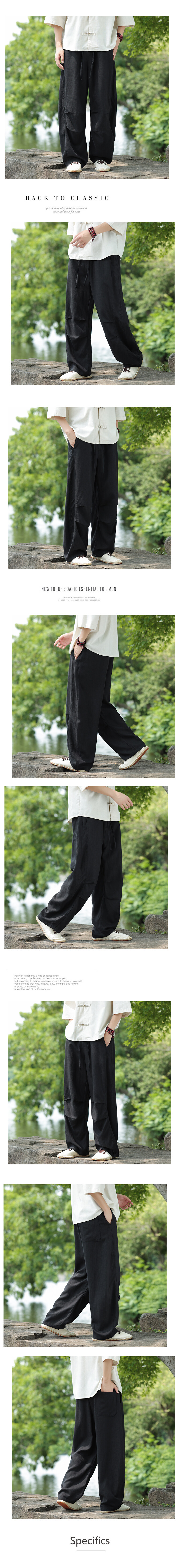 纯亚麻宽松弯刀裤休闲裤星座815-8610p100,男装休闲裤,星座815（原A203）