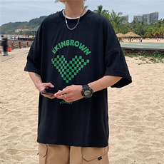 1港风印花潮流休闲情侣日系潮大码M-5XL短袖T恤男DT7651P25控38，男装T恤，星座226-2