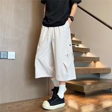 K5046/特P30夏季宽松休闲工装凉感七分裤男大码过膝短裤垂冰丝裤，男装牛仔裤，电商A141
