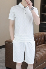 夏季新款短袖t恤polo衫男士中青年时尚休闲套装宽松薄款半袖体恤，男装休闲套装，电商B212（原钱塘6029）