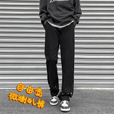 高街修身时尚微喇叭vibe直筒纯棉休闲裤男潮牌K650-特批40，男装休闲裤，星座718-1