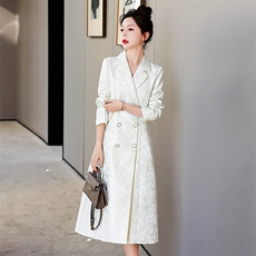 2023年时尚简约大方气质优雅双排扣中长款风衣，女装风衣，卡杰菲