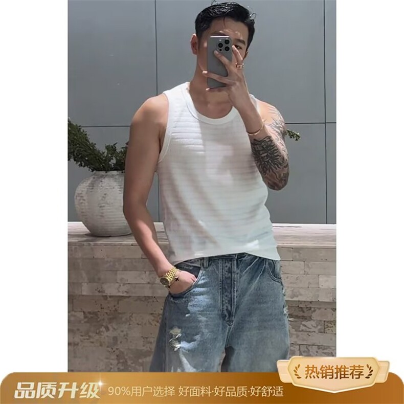 夏季新品青少年港风潮流无袖短袖流行简约百搭背心坎肩,男装背心/马甲,四季星座505