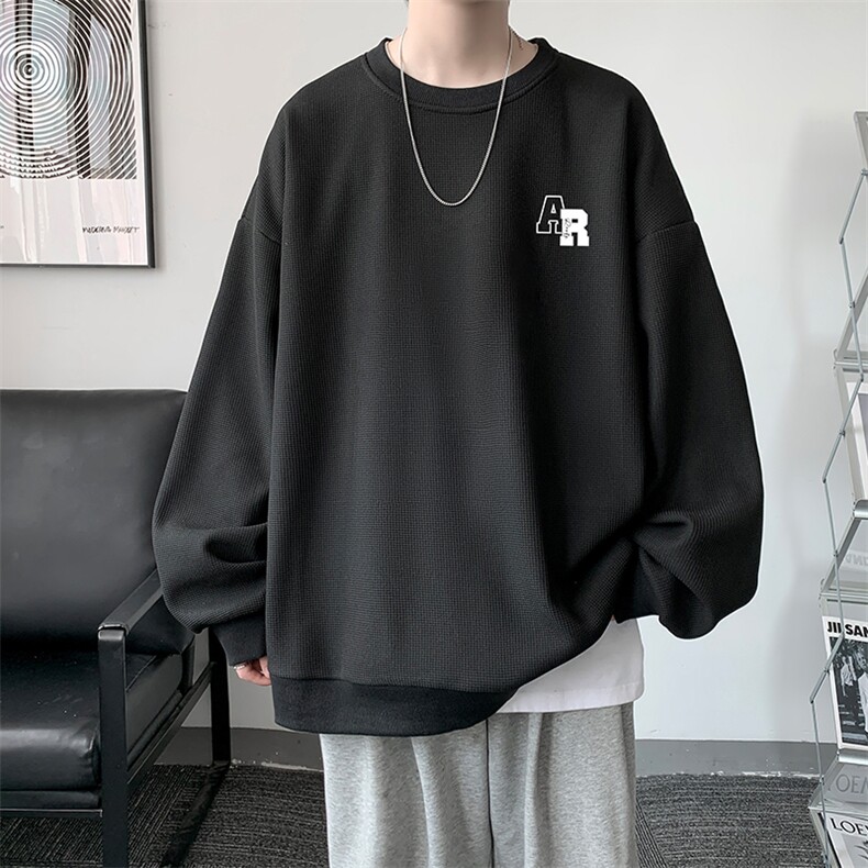 华夫格卫衣圆领卫衣男大码长袖t恤男外套HW76369-P30,男装卫衣,电商A040