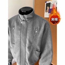 假模呢料外套男美式潮牌冬季解构夹棉工装棉衣-A2261P85控148，男装棉衣，电商B241