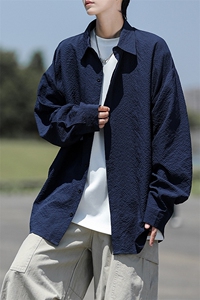 8XL-M泡泡纱盐缩肌理长袖衬衫男春季冰丝外套防晒衬衣CS29007P40图片