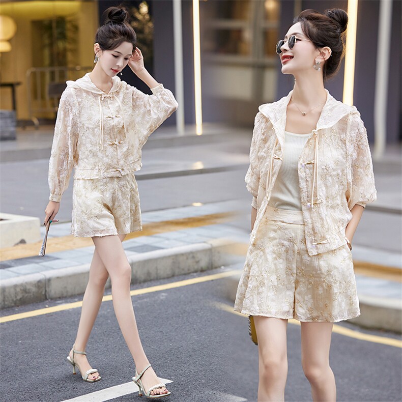 高端轻奢短裤套装女2025夏季新款时尚洋气年轻小个子十三行两件套，女装套装/套裙，橙子家